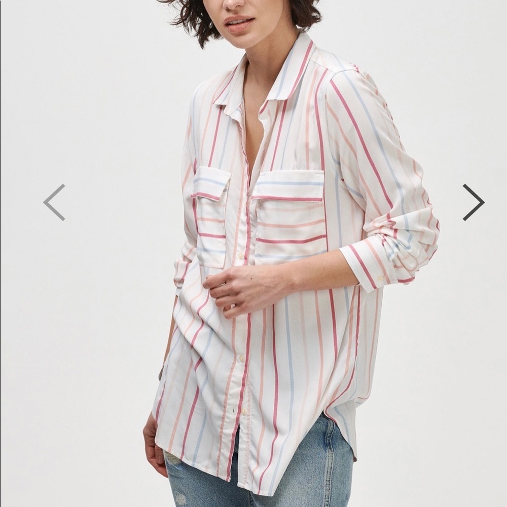 NEW GAP button down shirt SMALL stripe silky portofino top women express office